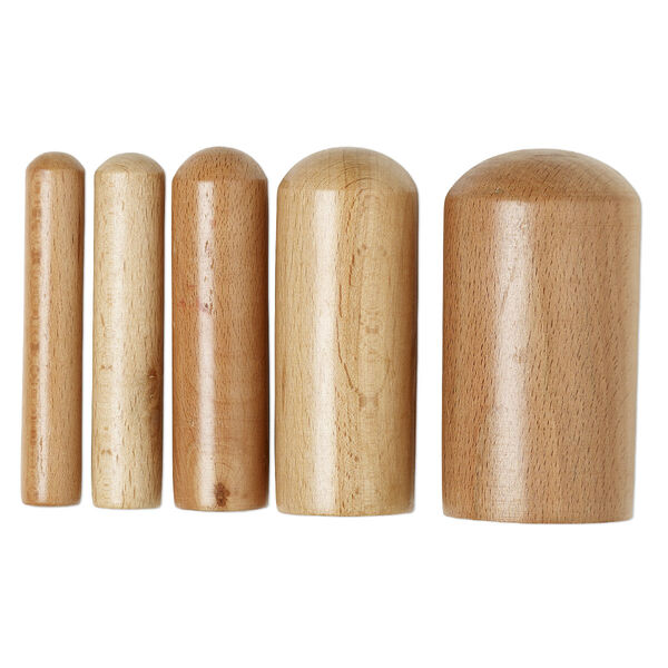 Dapping punch, wood, 17.5-48.5mm round, 3-3/4 inches with domed end. Sold per 5-piece set. image number 0