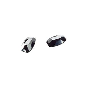 Fancy stone 2pk jet hematite, Crystal Passions® rhinestone 10x6mm organic oval