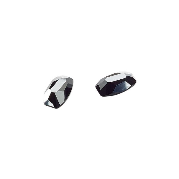 Fancy stone 2pk jet hematite, Crystal Passions® rhinestone 10x6mm organic oval image number 0