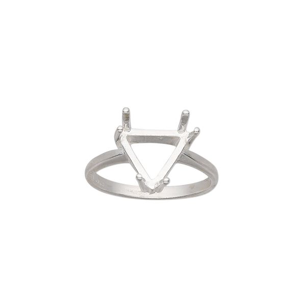 Ring, Sure-Set™, sterling silver, 10mm 6-prong triangle basket setting, size 7. Sold individually. image number 0