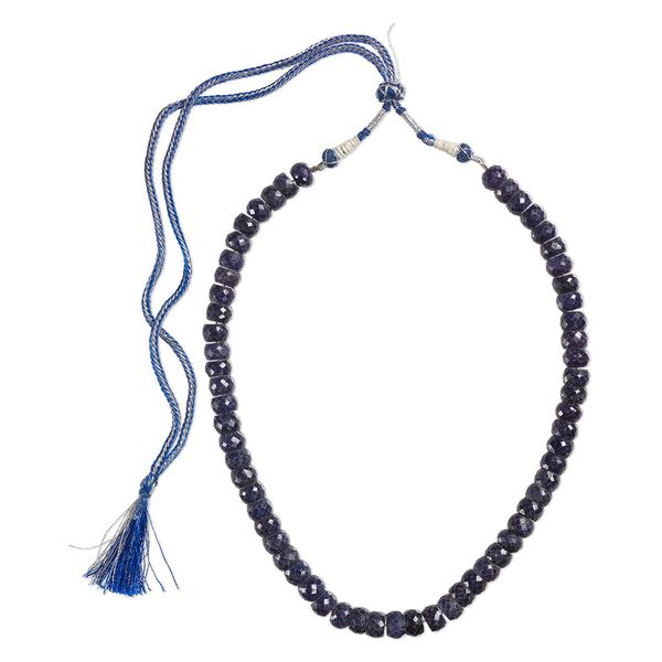 Blue sapphire 1pkg1, hand-cut faceted rondelle bead 15.5-16 inch 9x6mm-11x9mm image number 0