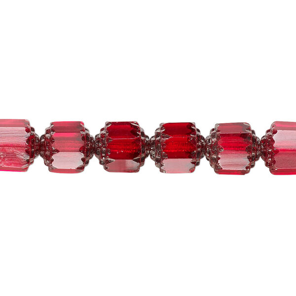 Bead, Czech glass, opaque red and metallic red, 8mm round cathedral. Sold per 15-1/2" to 16" strand. image number 0