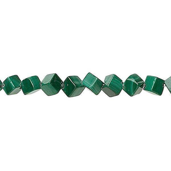 Malachite 1pkg1, diagonally drilled cube bead natural 15.5-16 inch 4mm image number 0