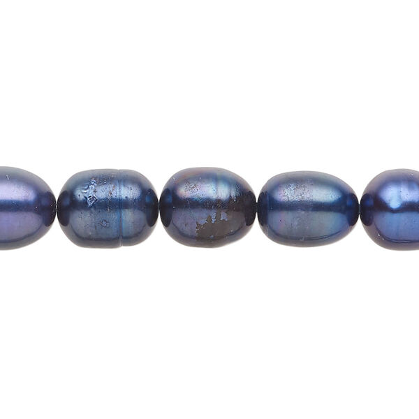 Freshwater pearl 1pkg1, rice, 15 inch cobalt blue 8-10mm cultured image number 0