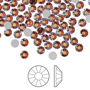 Flat back 1440pk rose peach AB foil back, Preciosa VIVA 12® Czech crystal rhinestone 3.8-4mm chaton rose round SS16