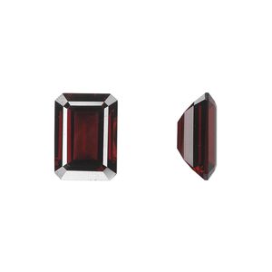 Almandite garnet 1pkg1, hand-cut faceted emerald-cut gem natural 14x10mm
