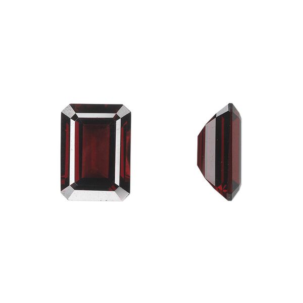 Almandite garnet 1pkg1, hand-cut faceted emerald-cut gem natural 14x10mm image number 0