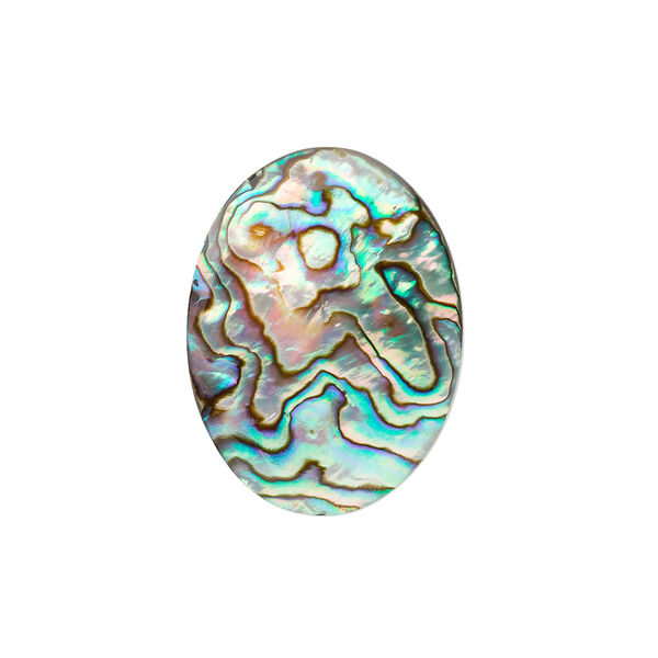Cabochon, abalone shell (coated), 25x18mm calibrated oval, Mohs hardness 3-1/2. Sold individually. image number 0