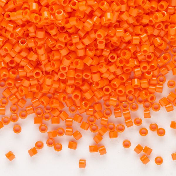 Seed bead, Delica®, glass, pkg/7.5g, #10 round, opaque orange (DBM-0722). image number 0