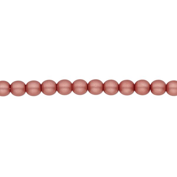 Bead, Czech pearl-coated glass druk, opaque matte dusty rose, 4mm round. Sold per 15-1/2" to 16" strand. image number 0