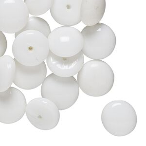 Cabochon, vintage Japanese glass, white, 11mm half-drilled non-calibrated round. Sold per pkg of 24.