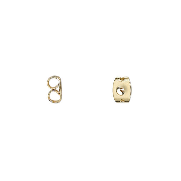 Earnut, gold-plated stainless steel, 6x5mm. Sold per pkg of 50 pairs. image number 0