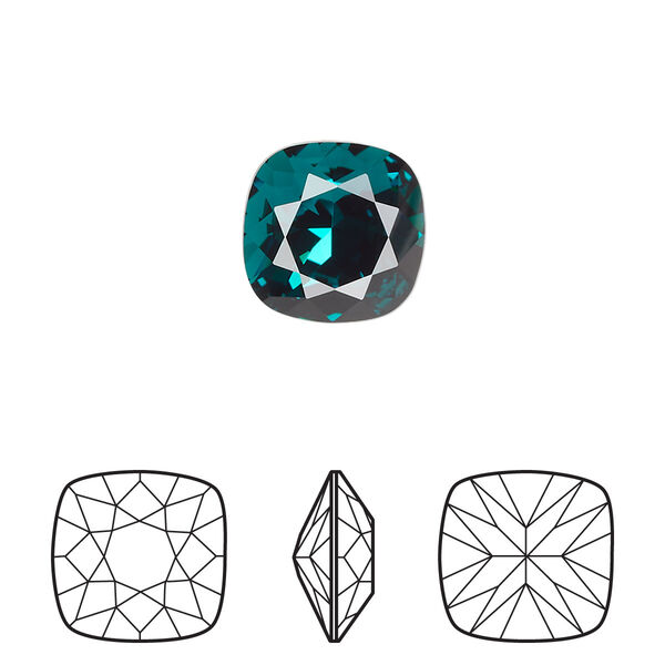 Fancy stone 1pk emerald foil back, Crystal Passions® 12mm cushion 4470 image number 0