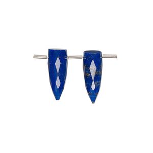 Lapis lazuli 1pkg2, hand-cut top-drilled faceted spike bead natural 16x6mm
