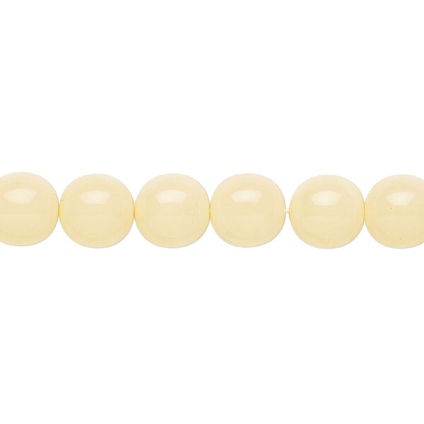 Bead, Czech dipped décor glass druk, translucent cream, 8mm round. Sold per 15-1/2" to 16" strand. image number 0