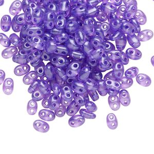 Seed bead, Preciosa Twin™ Czech glass, pkg/250g, 5x2.5mm oval, transparent lilac terra pearl clear, (08328).