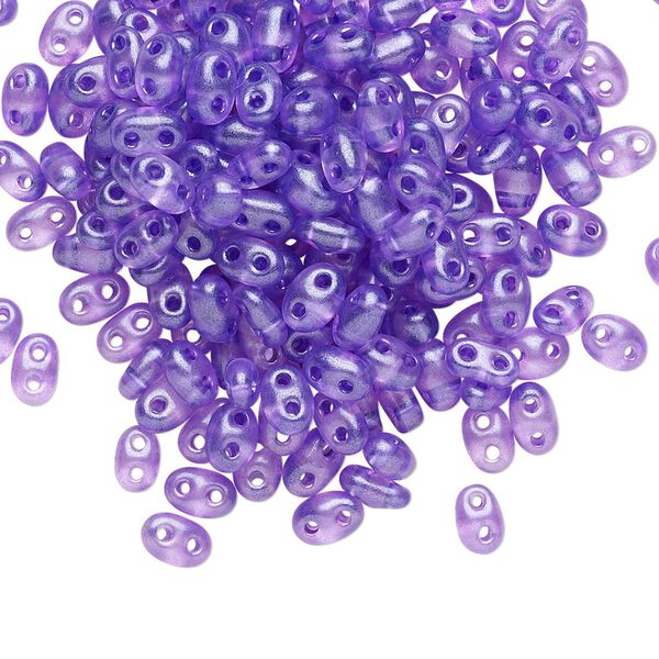 Seed bead, Preciosa Twin™ Czech glass, pkg/250g, 5x2.5mm oval, transparent lilac terra pearl clear, (08328). image number 0