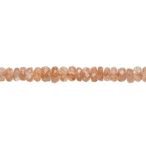 Sunstone 1pkg1, hand-cut faceted rondelle bead natural 13 inch 4x2mm-5x3mm
