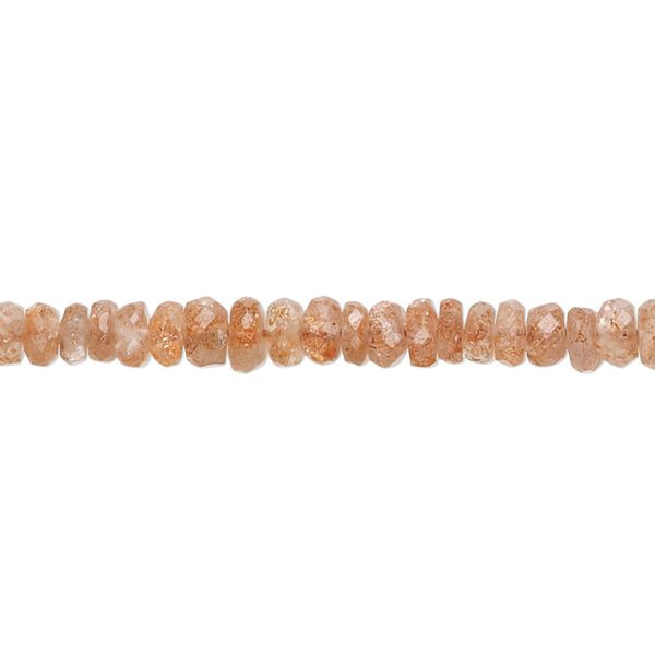 Sunstone 1pkg1, hand-cut faceted rondelle bead natural 13 inch 4x2mm-5x3mm image number 0