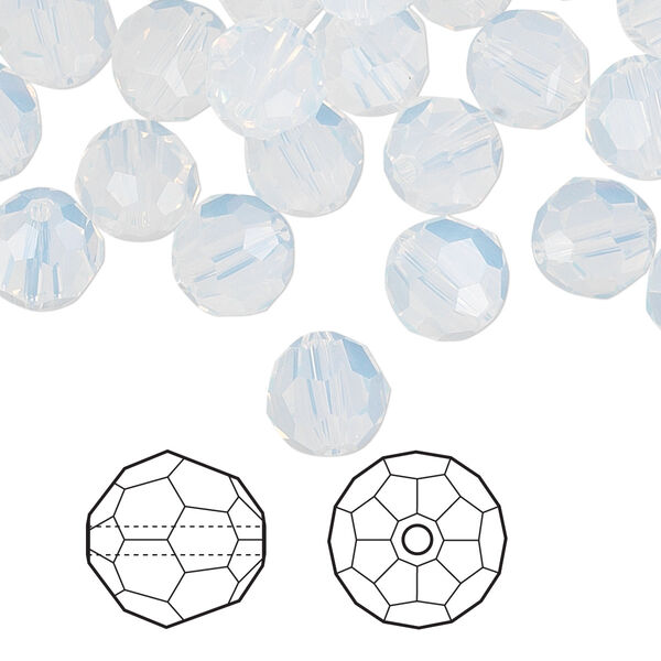 Bead 288pk white opal, Swarovski® 8mm round 5000 image number 0