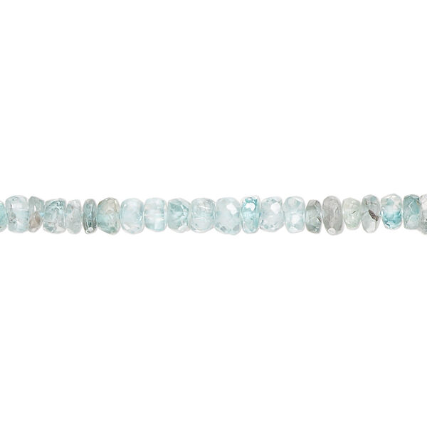 Bead, blue zircon (heated), light, 4x2mm-5x3mm hand-cut faceted rondelle, C+ grade, Mohs hardness 6 to 7-1/2. Sold per 14-inch strand, approximately 160 beads. image number 0