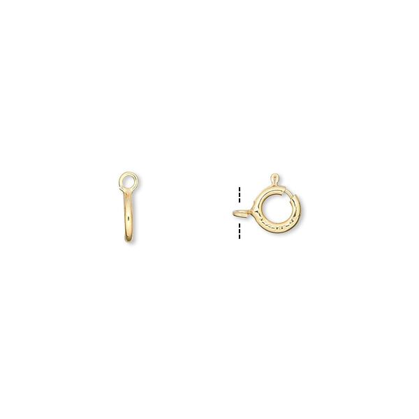 Clasp, springring, 14Kt gold-filled, 5mm with open loop. Sold per pkg of 10. image number 0