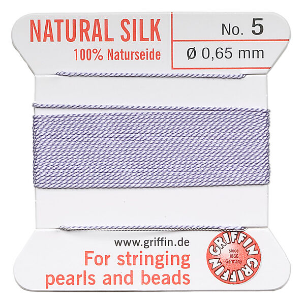 Thread, Griffin, silk, lilac, size #5. Sold per 2-meter card (approximately 78 inches). image number 0