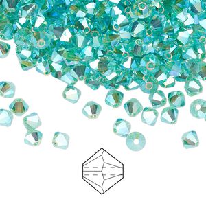 Bead 144pk Caribbean Sea AB 2X, Preciosa Czech crystal 4mm bicone
