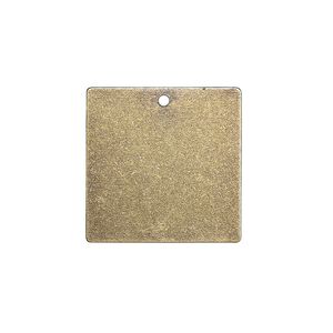 Drop, brass, 20mm double-sided blank flat square, 26 gauge. Sold per pkg of 4.