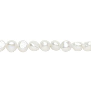 Freshwater pearl 1pkg1, flat-sided potato, 15 inch soft grey-green 5-6mm cultured