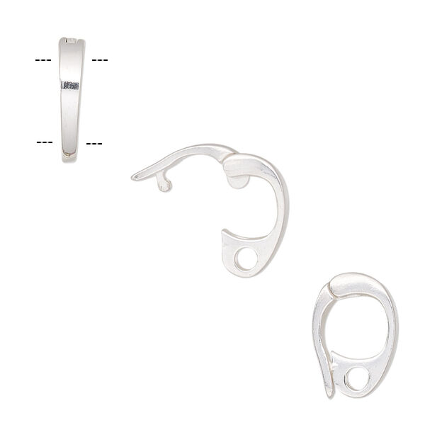 Bail, pearl enhancer, sterling silver, 13x9mm hinged oval with hole, 6mm grip length. Sold individually. image number 0
