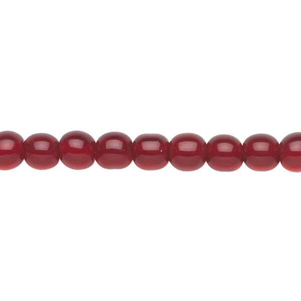 Bead, glass, red, 6mm round. Sold per 36-inch strand. image number 0
