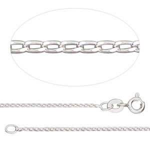 Chain 1pkg1 sterling silver curb, 1mm / springring clasp, Gossamer™ 20 inch