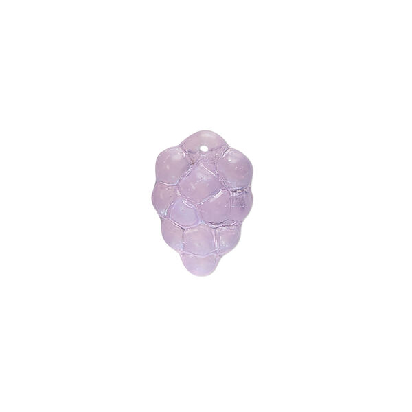 Bead, Preciosa, Czech pressed glass, opaque light purple AB, 16x11mm top-drilled grapes. Sold per pkg of 10. image number 2