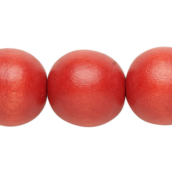 Bead, Taiwanese cheesewood (dyed / waxed), dark orange, 19-20mm round. Sold per 15-1/2" to 16" strand. image number 0