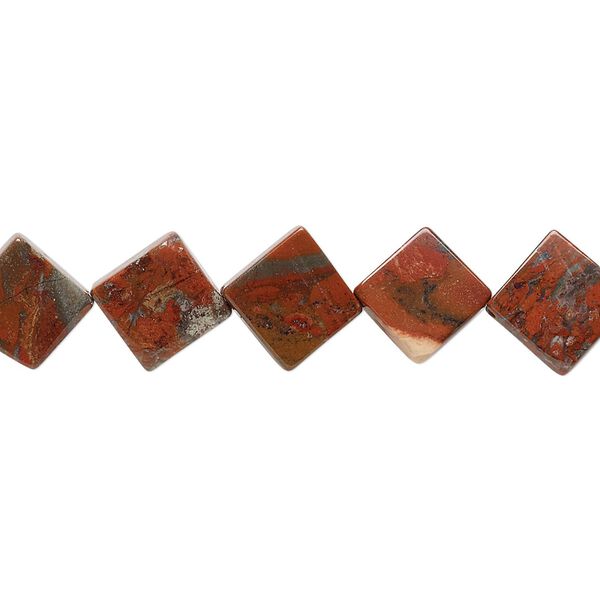 Brecciated jasper 1pkg1, flat diamond bead natural 15.5-16 inch 10mm image number 0
