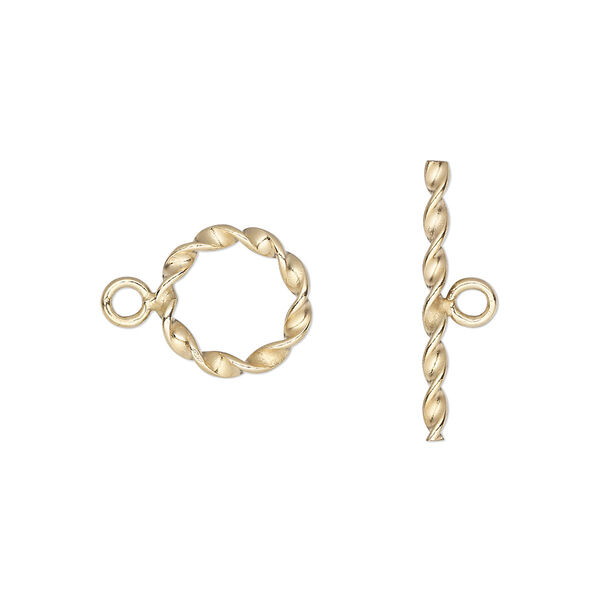 Clasp, toggle, 12Kt gold-filled, 12mm fancy round. Sold individually. image number 0
