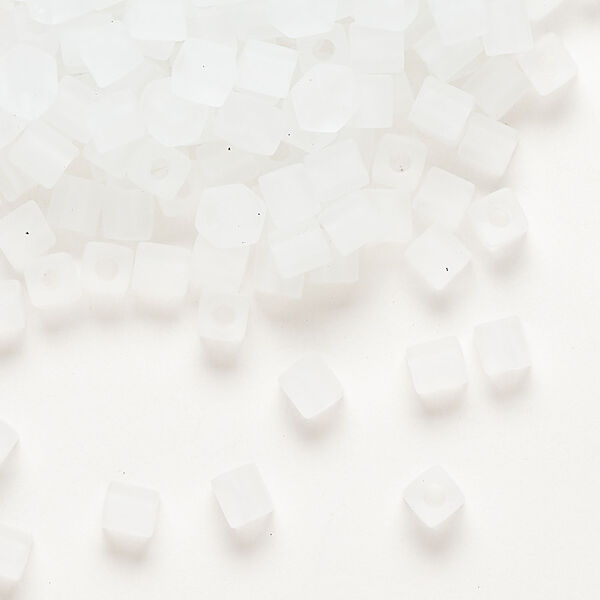 Seed bead, Miyuki 1pkg10g, glass, 3.5-3.7mm square, translucent frosted clear (SB-131F) image number 0