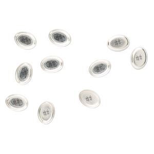 Bezel cup, sterling silver, solid back, 7x5mm oval. Sold per pkg of 10.