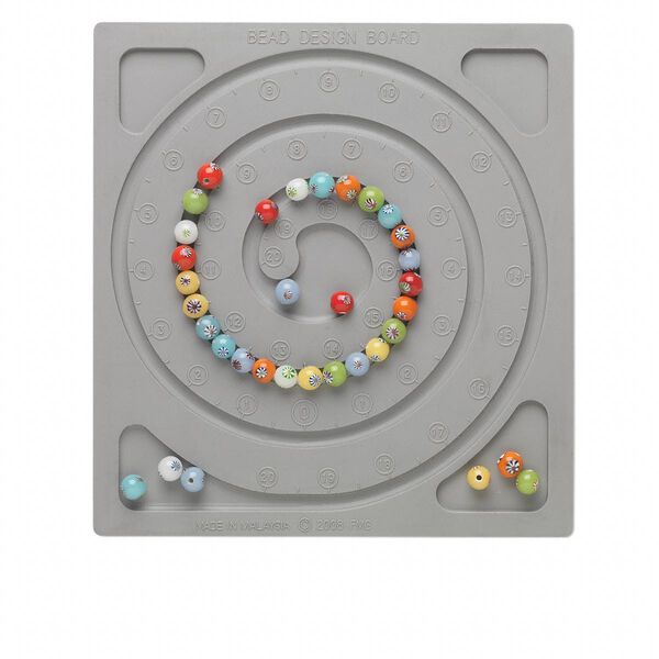 Bead board, silicone rubber, grey, 7 x 7-1/2 x 1/4 inch rectangle with spiral design. Sold individually. image number 0