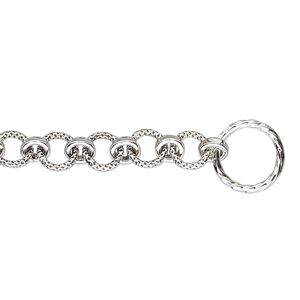 Chain, antiqued sterling silver, 6mm textured round link, 7 inches with toggle clasp. Sold individually.