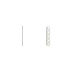 Spacer bar, sterling silver, 12x3mm 5-strand, 2mm hole to hole. Sold per pkg of 10.