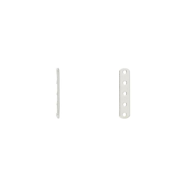 Spacer bar, sterling silver, 12x3mm 5-strand, 2mm hole to hole. Sold per pkg of 10. image number 0