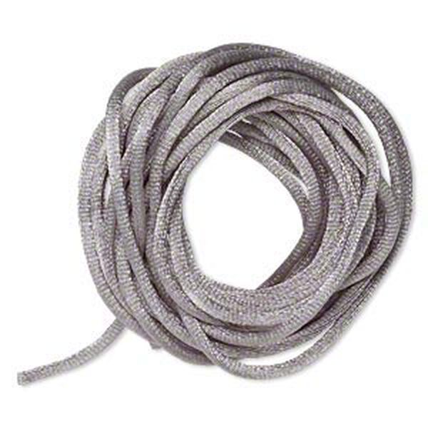 Cord, Satinique™, satin, silver, 2mm regular. Sold per pkg of 10 feet. image number 0