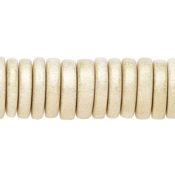 Taiwanese cheesewood 1pkg1, hand-cut painted rondelle bead 8 inch gold cream 15x4mm image number 0