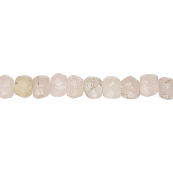 Bead, morganite (natural), 6x3mm-6x5mm hand-cut faceted rondelle, C grade, Mohs hardness 7-1/2 to 8. Sold per 14-inch strand. image number 0