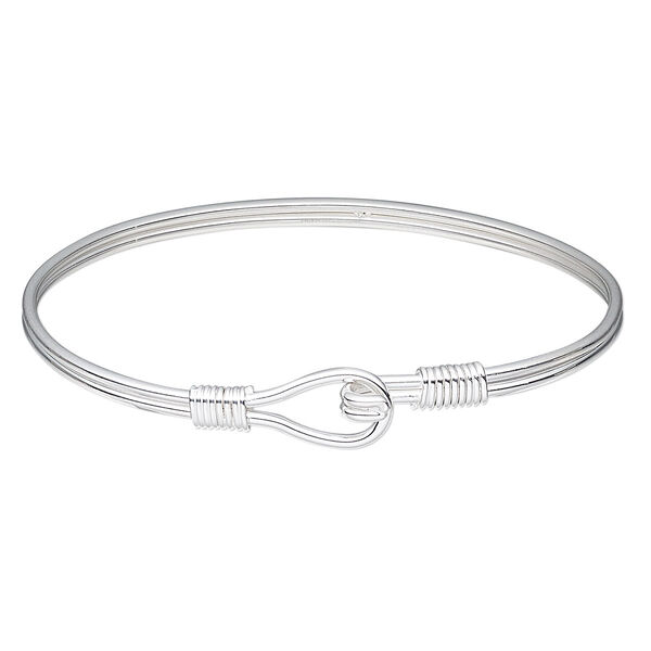 Bracelet, bangle, sterling silver, 3mm wide, 6-1/2 inches with hook closure. Sold individually. image number 0