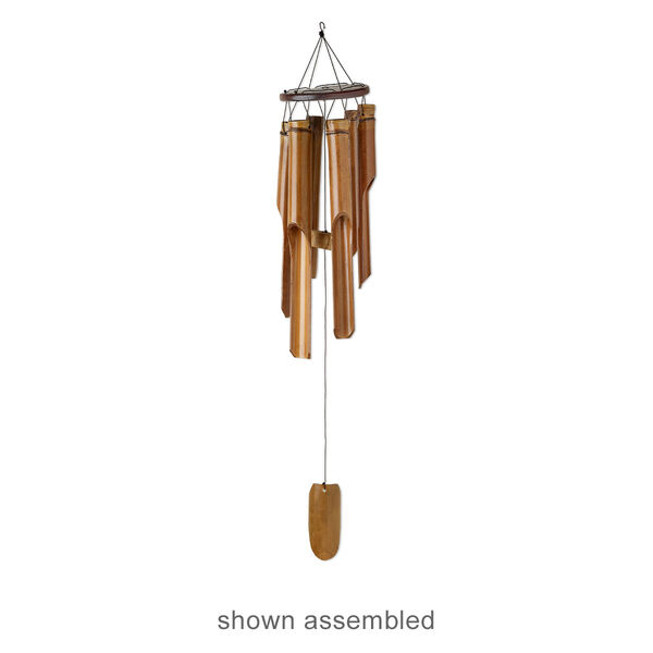 Wind chime, bamboo / teak wood, 1pk of 10 pieces, mixed sizes / shapes, lacquered image number 1