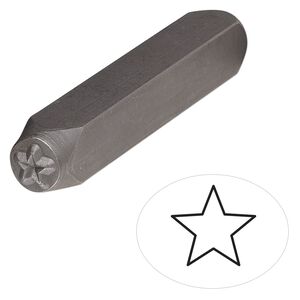 Stamp punch, tempered chrome vanadium steel, 5mm star, 2-3/4 x 3/8 inches. Sold individually.