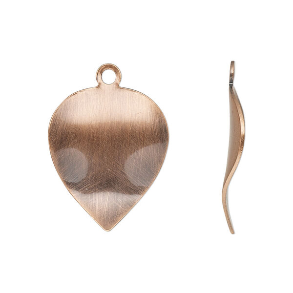 Drop, antique copper-plated steel, 23x18mm wavy leaf. Sold per pkg of 10. image number 0